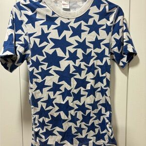Hanna Andersson White Star Pajama Top Organic Short Sleeve Blue Size XS